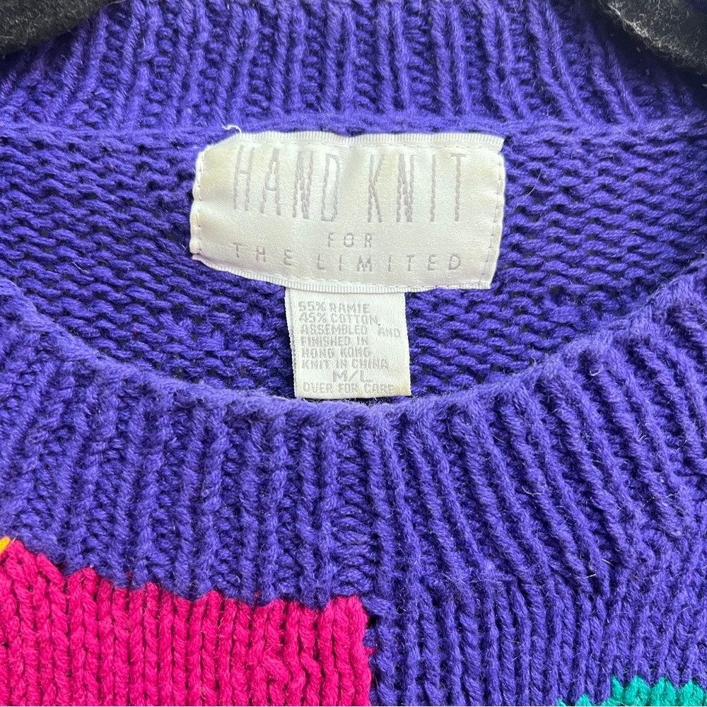 Vintage 80s/90s Hand Knit for the Limited Color Block Sweater, Size M/L - Picture 6 of 7